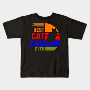 Vintage Best Cat Dad Ever Kids T-Shirt